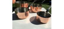 Casseroles en cuivre martelé