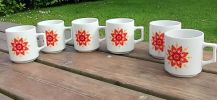 Ensemble de 6 tasses à café fleuries - 1970's flower power
