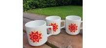 Ensemble de 6 tasses à café fleuries - 1970's flower power