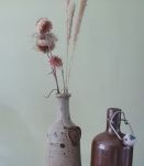 Trio de poteries /bouteilles/pots en grès épuré