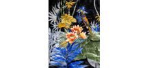 Superbe couverture noire motif tropical 