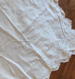 taie d'oreiller ancienne coton  dentelle
