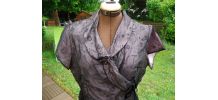 Robe voil paillette col croisé doublée mauve manches courtes