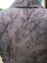Robe voil paillette col croisé doublée mauve manches courtes