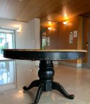 Table ronde en chêne + rallonge