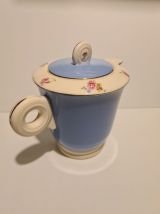 Théière en faïence de Digoin Sarreguemines bleu décor floral