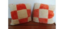  Paire Très beau coussins orange et blanc authentique vintag