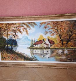 Lot de deux toiles de peintures anciennes / vintage