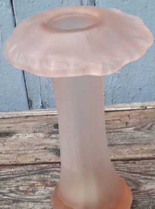 vase forme champignon en verre soufflé rose
