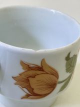 Service à café en porcelaine vintage 70 + support en laiton