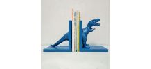 Serre livres dinosaure bleu, t-rex  bleu