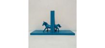 Serre livres cheval bleu pétrole,