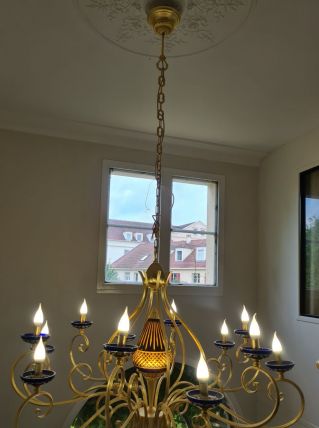 Lustre Masca en fer forgé doré à la feuille d’or Aladdin Col