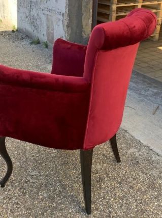 Fauteuil Baroque en velours  couleur  Lie de - Bordeaux
