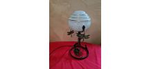 lampe fer forgé 1930 art deco  globe bleu moulé clichy et se