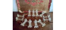 lot de 12 porte-couteaux anciens en verre  moulé 1950
