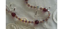 Collier perles de verre à facettes rouge