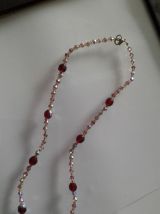 Collier perles de verre à facettes rouge