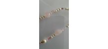 Collier perles de verre et quartz rose