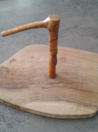 Plateau fromage bois d'olivier + couteau 1975