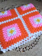 Couverture en laine en crochet - Années 70