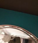 Plateau miroir gravé avec anse vintage