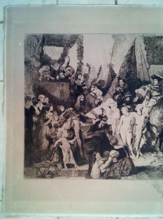 Grande Eau Forte "L'Entrée de Charles V à Anvers"