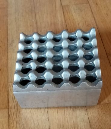 Cendrier carré design vintage en aluminium