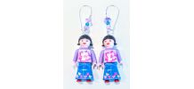 Boucles d'oreilles Playmobil/argenté/violet/rose/bleu
