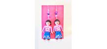 Boucles d'oreilles Playmobil/argenté/violet/rose/bleu