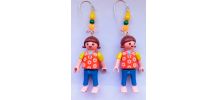 Boucles d'oreilles Playmobil/argenté/orange/jaune/bleu