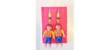 Boucles d'oreilles Playmobil/argenté/orange/jaune/bleu