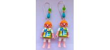 Boucles d'oreilles Playmobil/argenté/blanc/jaune/bleu/vert