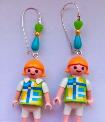 Boucles d'oreilles Playmobil/argenté/blanc/jaune/bleu/vert