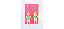 Boucles d'oreilles Playmobil/argenté/blanc/jaune/bleu/vert