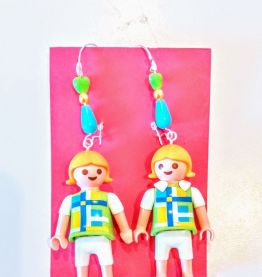 Boucles d'oreilles Playmobil/argenté/blanc/jaune/bleu/vert