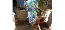 ROBE VINTAGE ANNEE 1950 MULTICOLORE T 36 COTON FRANCAIS