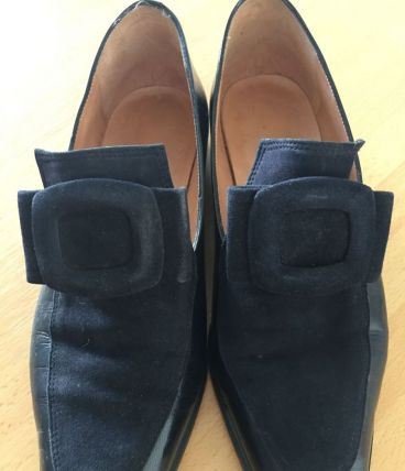 Chaussures vintage, mocassins vintage véritable, bleu marine