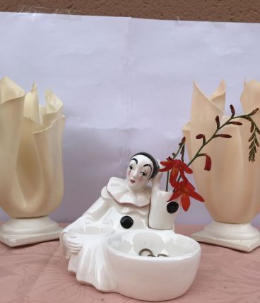 Vide poche vintage pierrot en porcelaine 