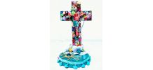 Croix de Jésus en bois à poser, bohème, kitsch