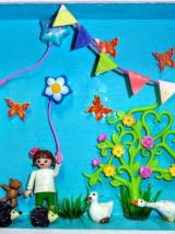 Cadre Playmobil vert, personnalisable, fille, fête