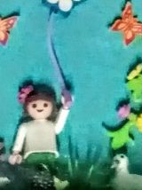Cadre Playmobil vert, personnalisable, fille, fête