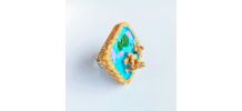 Bague réglable, étang de fée carré, poissons roses