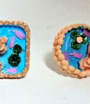 Bague réglable, étang de fée carré, poissons roses
