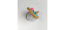 Bague jardin aquatique, lotus rose, étoile de mer