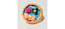 Bague réglable, étang de fée, lotus et poisson roses