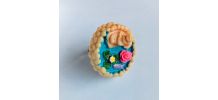 Bague réglable, étang de fée, lotus et poisson roses