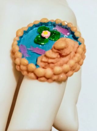 Bague réglable, bassin aquatique, lotus, poissons