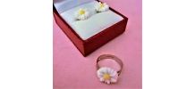 Parure enfant, bague réglable et boucle d'oreilles