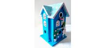 Lampe nichoir bleu, lampe de chevet oiseau bleu
